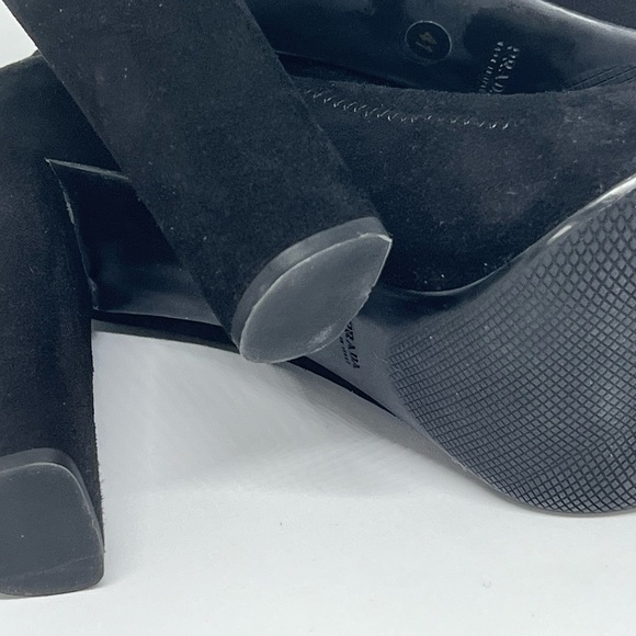 PRADA BLACK SUEDE LEATHER SILVER BUCKLE CHUNKY HEELS EU 41 AU 10 DESIGNER CHIC - Picture 10 of 16